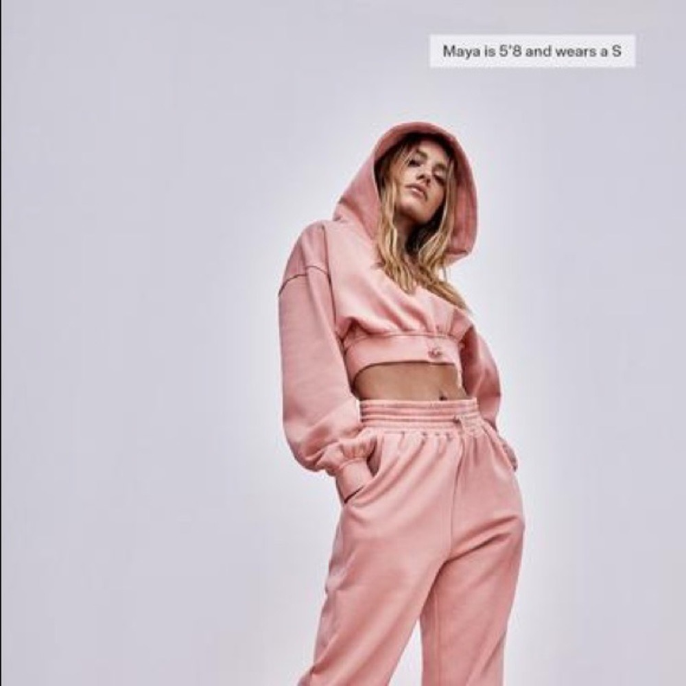 For love and lemons Josie sweatshirt Cotton cropped pink baby hoodie - Picture 2 of 6